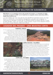 Rainforest Action Group Resumen de BHP en Sudamérica